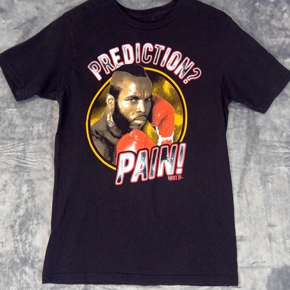 Rocky III Prediction? Pain! Shirt Mens Medium Black Mr. T Clubber Lang Movie Tee